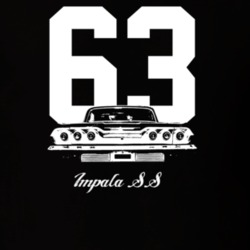 1963 Impala Rear View With Year And Model Dark Color T Shirt