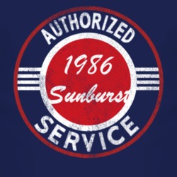 Authorized Service 1986 Pontiac Sunburst Distressed Look Dark T Shirt