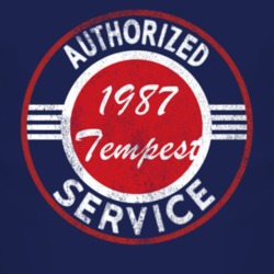 Authorized Service 1987 Pontiac Tempest Distressed Look Dark T Shirt