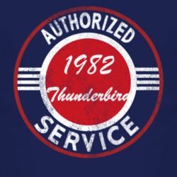 Authorized Service 1982 Thunderbird Distressed Look Dark T Shirt