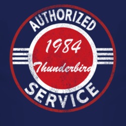 Authorized Service 1984 Thunderbird Distressed Look Dark T Shirt