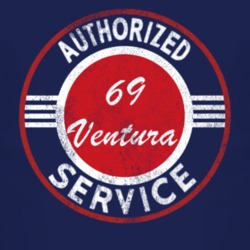 Authorized Service 1969 Pontiac Ventura Distressed Look Dark T Shirt