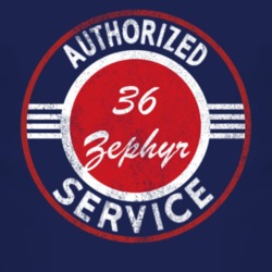 Authorized Service 1936 Lincoln Zephyr Distressed Look Dark T Shirt