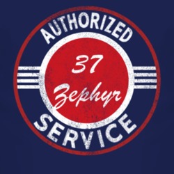 Authorized Service 1937 Lincoln Zephyr Distressed Look Dark T Shirt