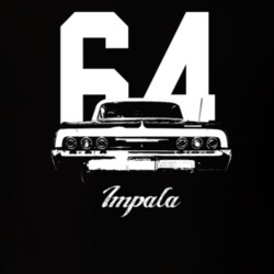 1964 Impala Rear View With Year And Model Dark Color T Shirt