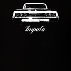 1964 Impala Rear View With Model Dark Color T Shirt