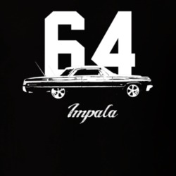 1964 Impala Side View With Year And Model Dark Color T Shirt