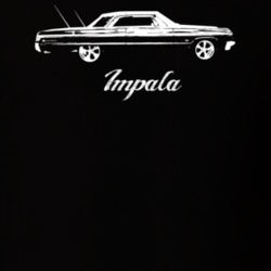 1964 Impala Side View With Model Dark Color T Shirt
