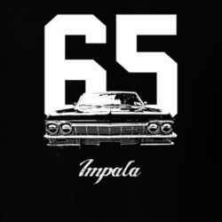 1965 Impala Grill View With Year And Model Dark Color T Shirt