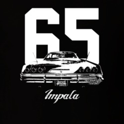 1965 Impala Rear View With Year And Model Dark Color T Shirt
