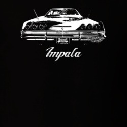 1965 Impala Rear View With Model Dark Color T Shirt