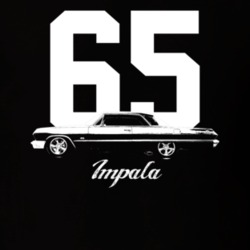 1965 Impala Side View With Year And Model Dark Color T Shirt