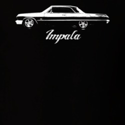 1965 Impala Side View With Model Dark Color T Shirt