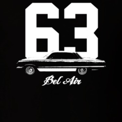 1963 Bel Air Side View With Year And Model Dark Color T Shirt