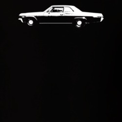 1965 Bel Air Side View With Model Dark Color T Shirt