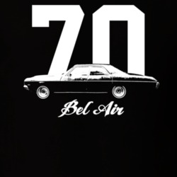 1970 Bel Air Side View With Year And Model Dark Color T Shirt