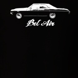 1970 Bel Air Side View With Model Dark Color T Shirt
