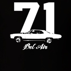 1971 Bel Air Side View With Year And Model Dark Color T Shirt