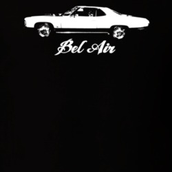 1971 Bel Air Side View With Model Dark Color T Shirt