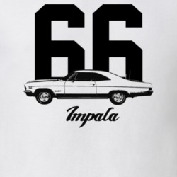 1966 Impala Side View With Year And Model Light Color T Shirt