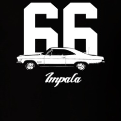 1966 Impala Side View With Year And Model Dark Color T Shirt