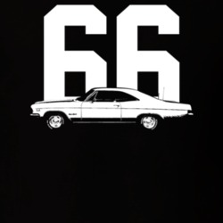 1966 Impala Side View With Year Dark Color T Shirt