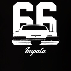 1966 Impala Rear View With Year And Model Dark Color T Shirt