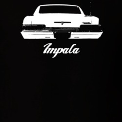 1966 Impala Rear View With Model Dark Color T Shirt