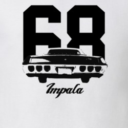 1968 Impala Rear View With Year And Model Light Color T Shirt