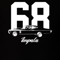 1968 Impala Side View With Year And Model Dark Color T Shirt