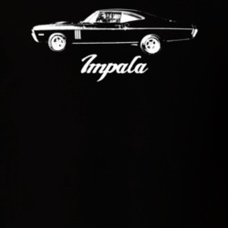 1968 Impala Side View With Model Dark Color T Shirt