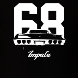 1968 Impala Rear View With Year And Model Dark Color T Shirt