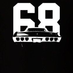 1968 Impala Rear View With Year Dark Color T Shirt