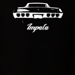 1968 Impala Rear View With Model Dark Color T Shirt