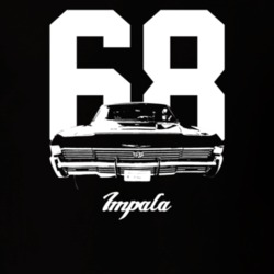 1968 Impala Grill View With Year And Model Dark Color T Shirt