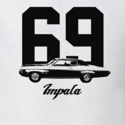 1969 Impala Side View With Year And Model Light Color T Shirt
