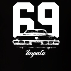 1969 Impala Rear View With Year And Model Dark Color T Shirt
