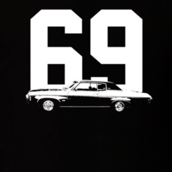 1969 Impala Side View With Year Dark Color T Shirt