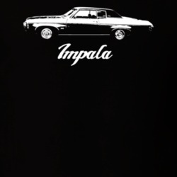 1969 Impala Side View With Model Dark Color T Shirt