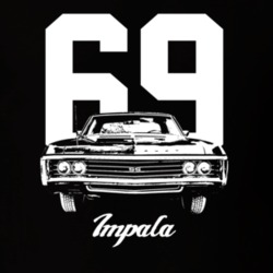 1969 Impala Grill View With Year And Model Dark Color T Shirt