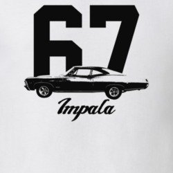 1967 Impala Side View With Year And Model Light Color T Shirt