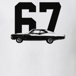 1967 Impala Side View With Year Light Color T Shirt