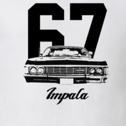 1967 Impala Grill View With Year And Model Light Color T Shirt