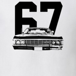 1967 Impala Grill View With Year Light Color T Shirt