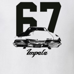 1967 Impala Rear View With Year And Model Light Color T Shirt