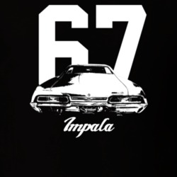 1967 Impala Rear View With Year And Model Dark Color T Shirt