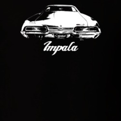 1967 Impala Rear View With Model Dark Color T Shirt