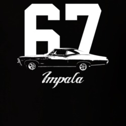 1967 Impala Side View With Year And Model Dark Color T Shirt