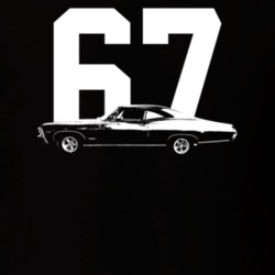1967 Impala Side View With Year Dark Color T Shirt