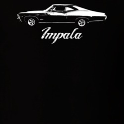 1967 Impala Side View With Model Dark Color T Shirt